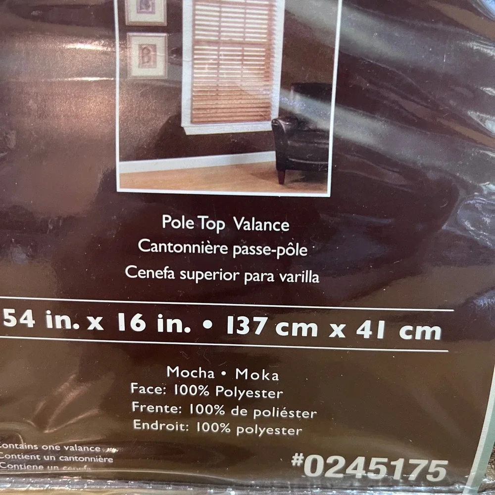 Allen + Roth Raja‎ Mocha Pole Top Valance 54x16 Fringed Damask Window Treatment